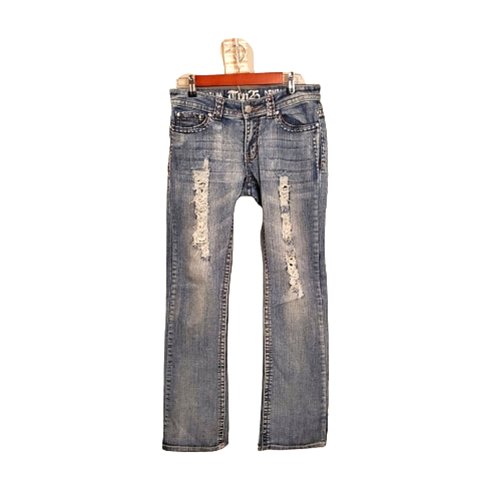 Ten 25 Shredded Thick Stitch Mid Rise Jeans Size 9/10